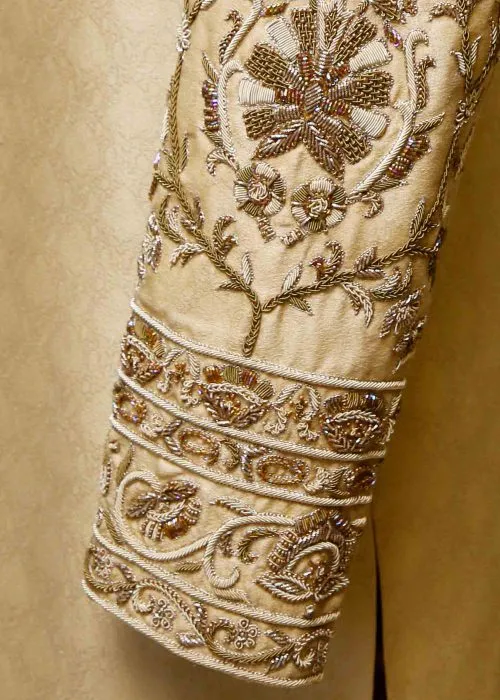 Golden Wedding Sherwani With Embroidery