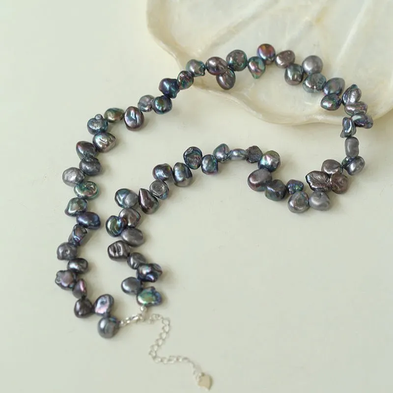 Gray Purple Fantasy Petals Freshwater Pearls Necklace