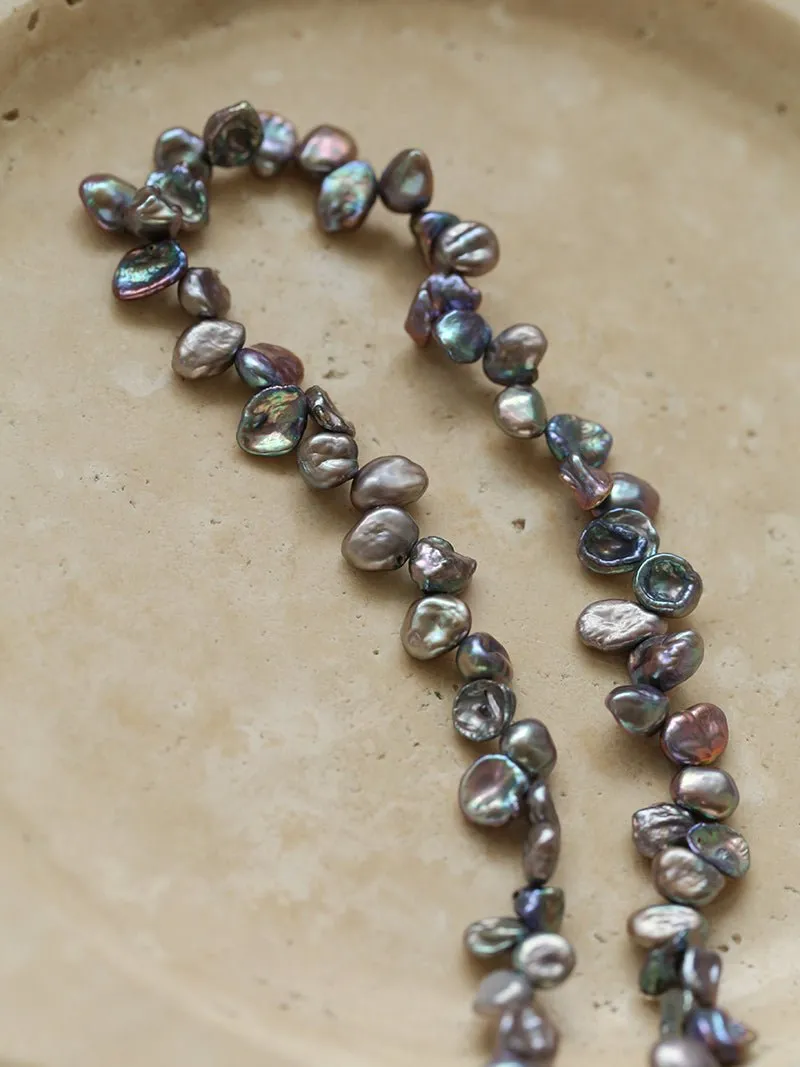 Gray Purple Fantasy Petals Freshwater Pearls Necklace