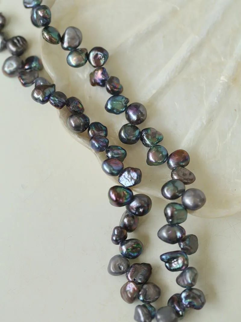 Gray Purple Fantasy Petals Freshwater Pearls Necklace