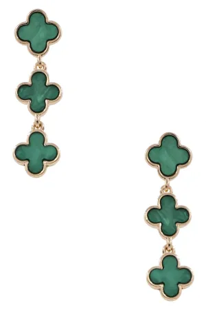 Green Quatre Stack Earrings