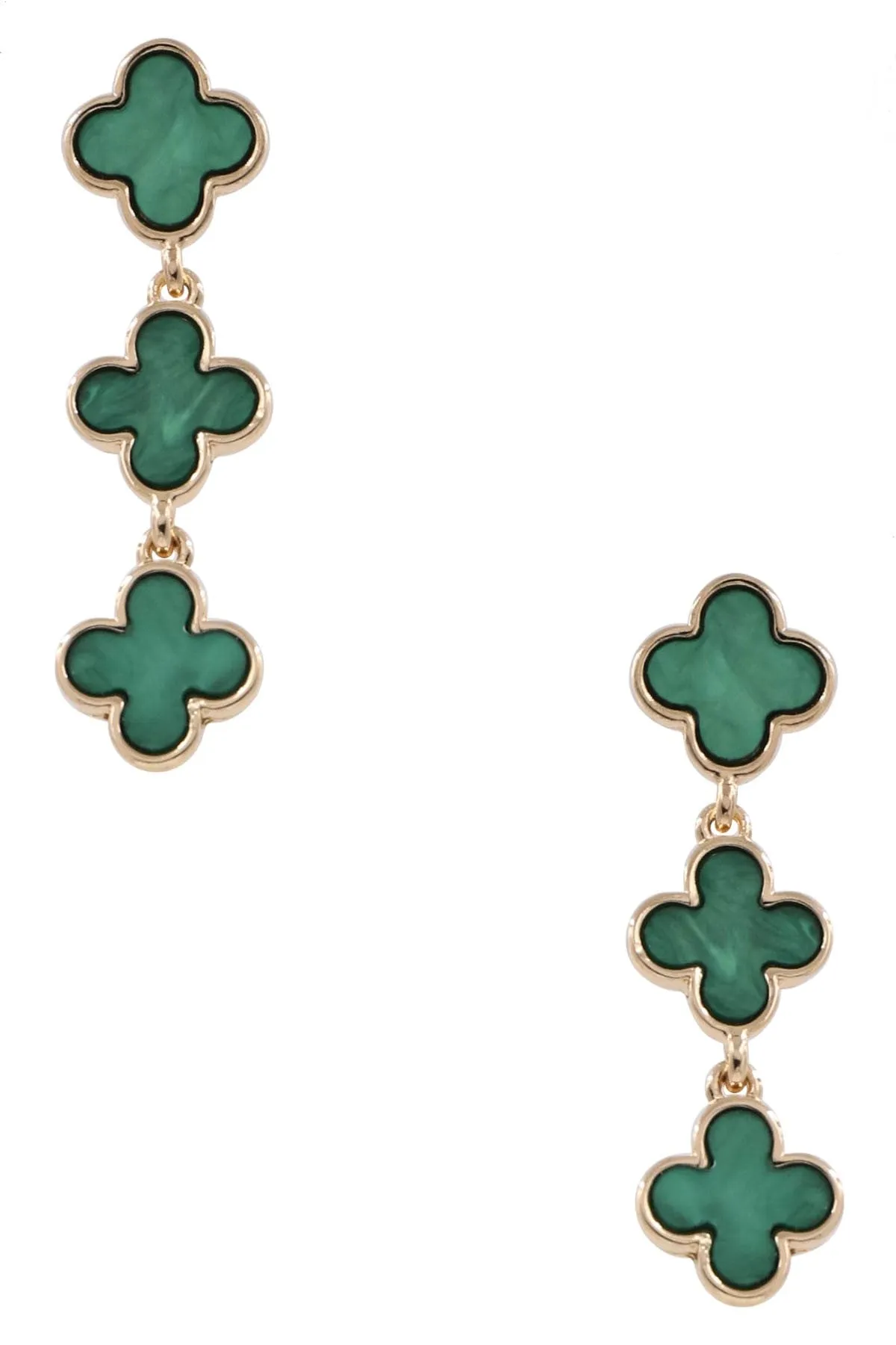 Green Quatre Stack Earrings
