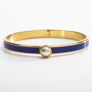 Halcyon Days "Skinny Cabochon Pearl Deep Cobalt & Gold" Bangle