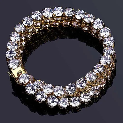 High Quality Free Ship Big Diamond Cuban Sorority 18K Gold Chain Luxury Jewelry Clasp Male Bracelets Bangles