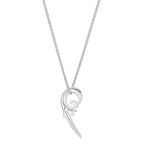 Hooked Pearl Pendant - Silver