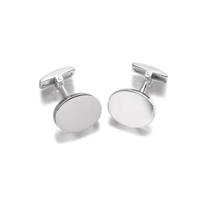 Hoxton London Sterling Silver Oval Engravable Cufflinks