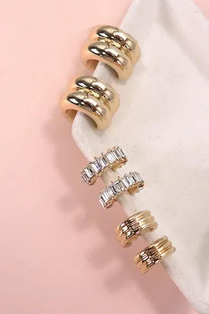Huggie Hoop Trio In Gold