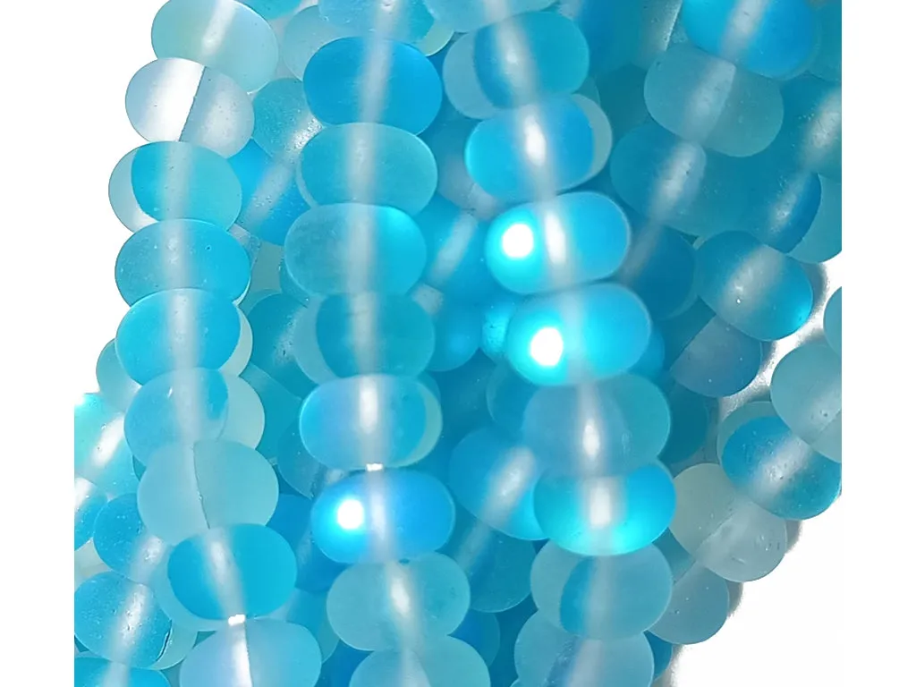 Ice Blue Rondelle Natural Aura Glass Beads