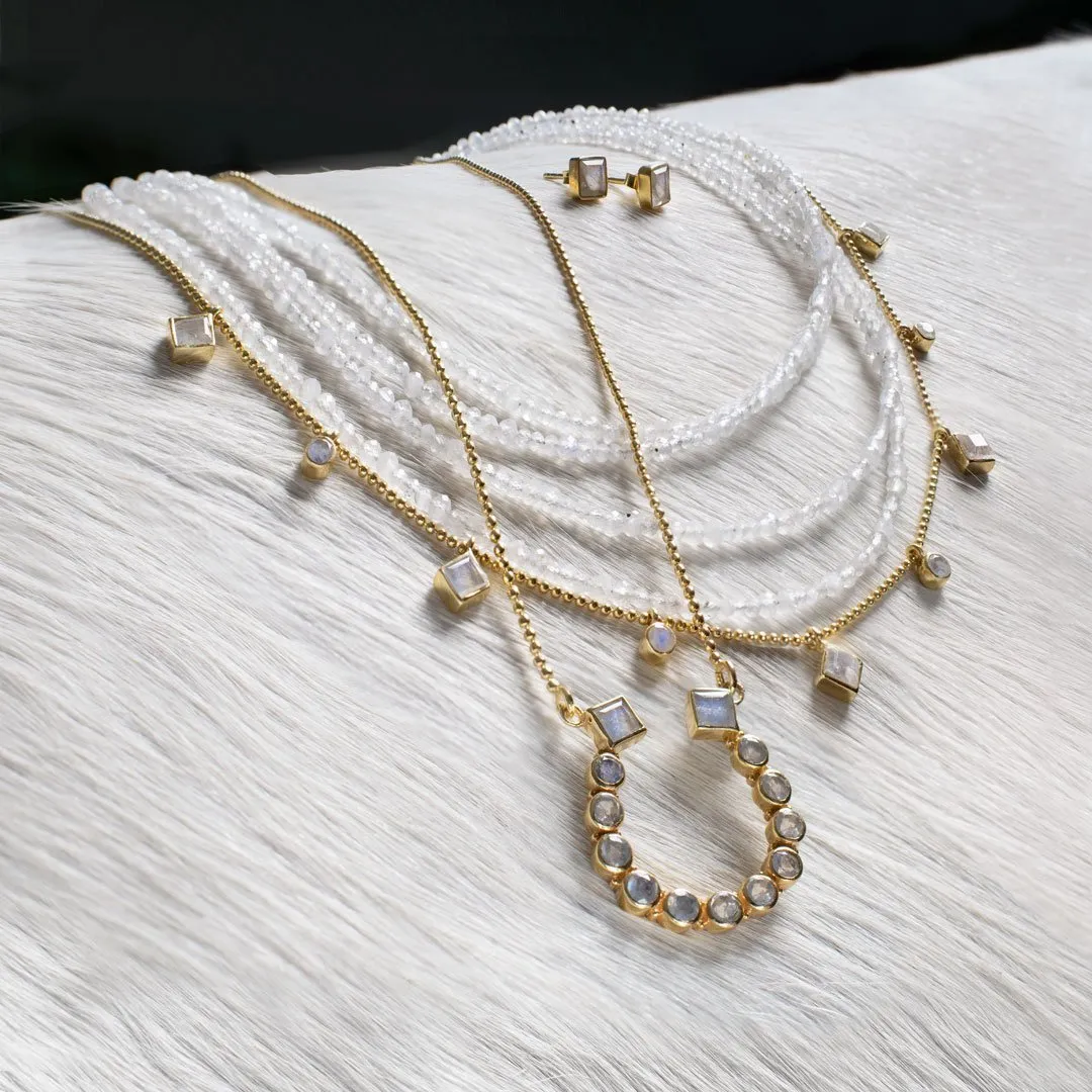 Keepsake - Moonstone and 14K Gold Vermeil English Stirrup Necklace