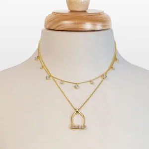 Keepsake - Moonstone and 14K Gold Vermeil English Stirrup Necklace