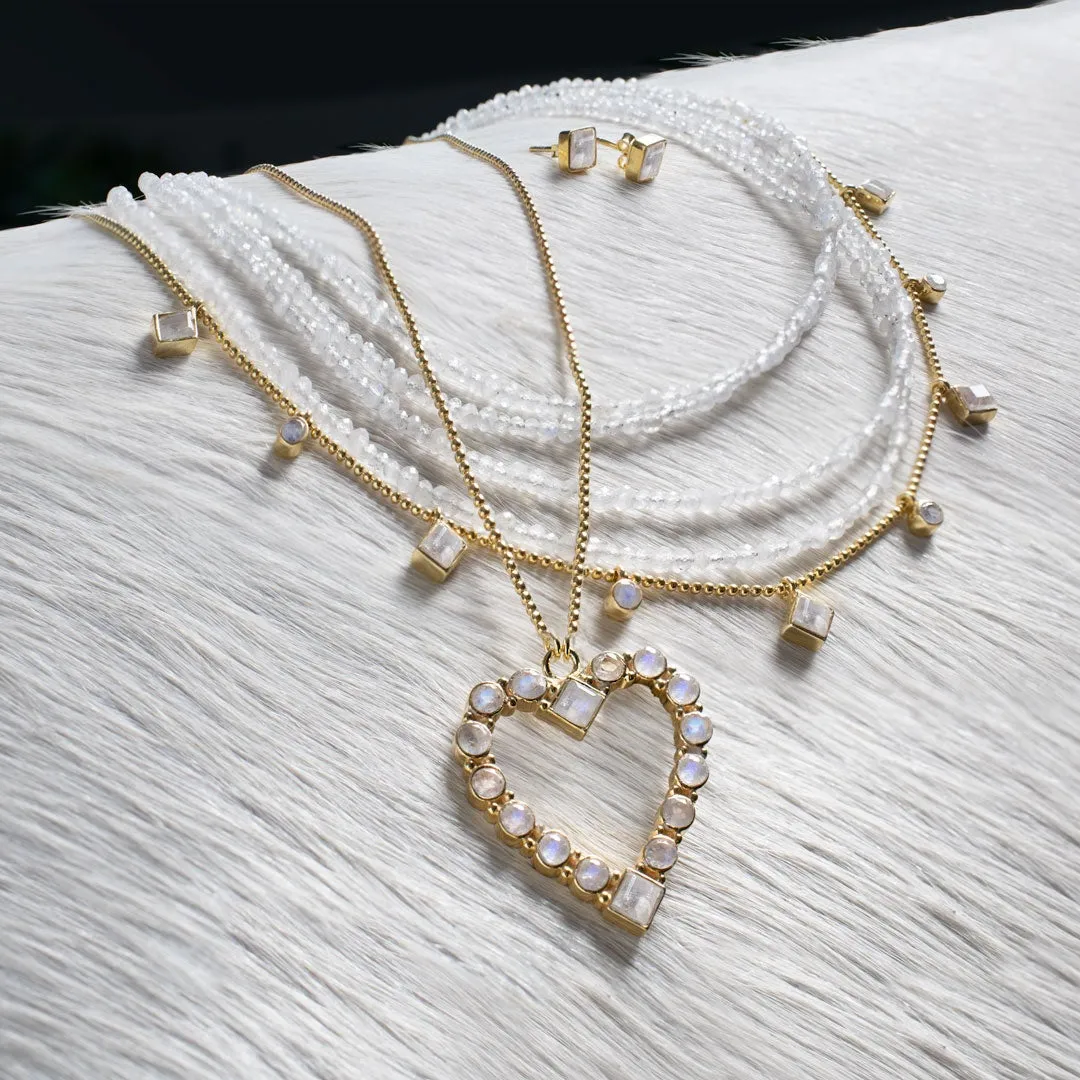 Keepsake - Moonstone and Sterling Silver Good Luck Heart Necklace