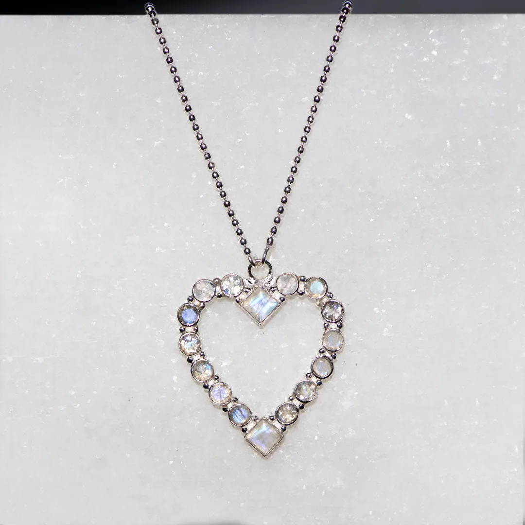 Keepsake - Moonstone and Sterling Silver Good Luck Heart Necklace