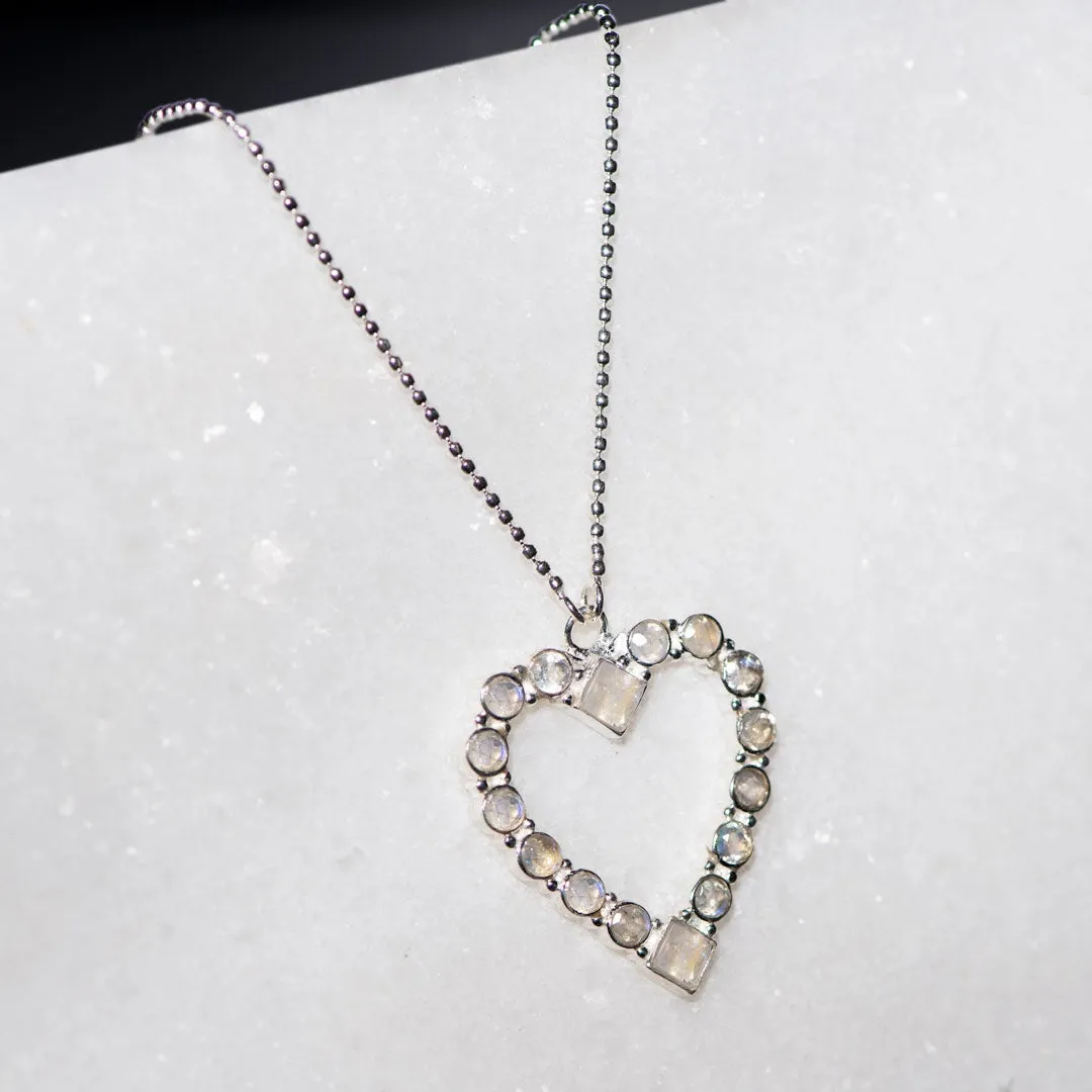 Keepsake - Moonstone and Sterling Silver Good Luck Heart Necklace