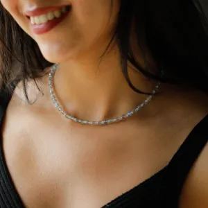 Labradorite and Moonstone Silver Necklace