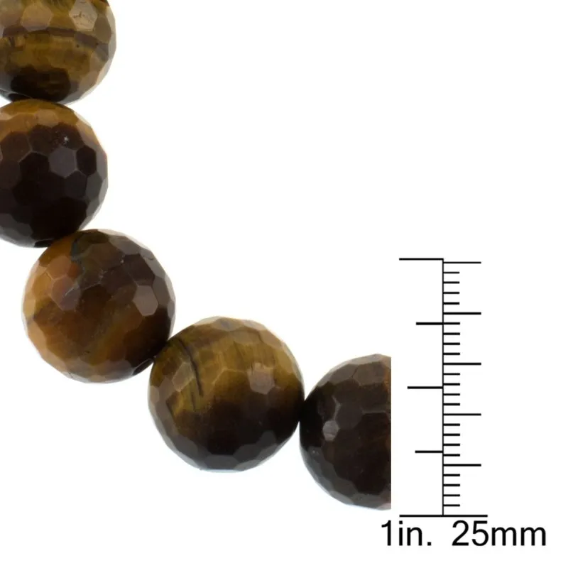 Ladies Round Tiger Eye Natural Stone Beads Sterling Silver Bracelet | Bracelet for inner strength and authenticity