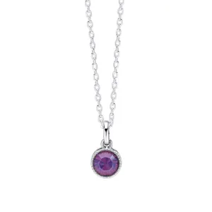 Laura Ashley Stippled Purple Crystal Necklace Silver Plated
