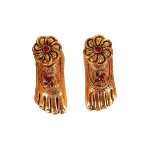 Laxmi Charan Paduka Set - 1.5 x 3.25 Inches | Aluminium Lakshmi Charan Paduka for Pooja/ 210 Gms Approx