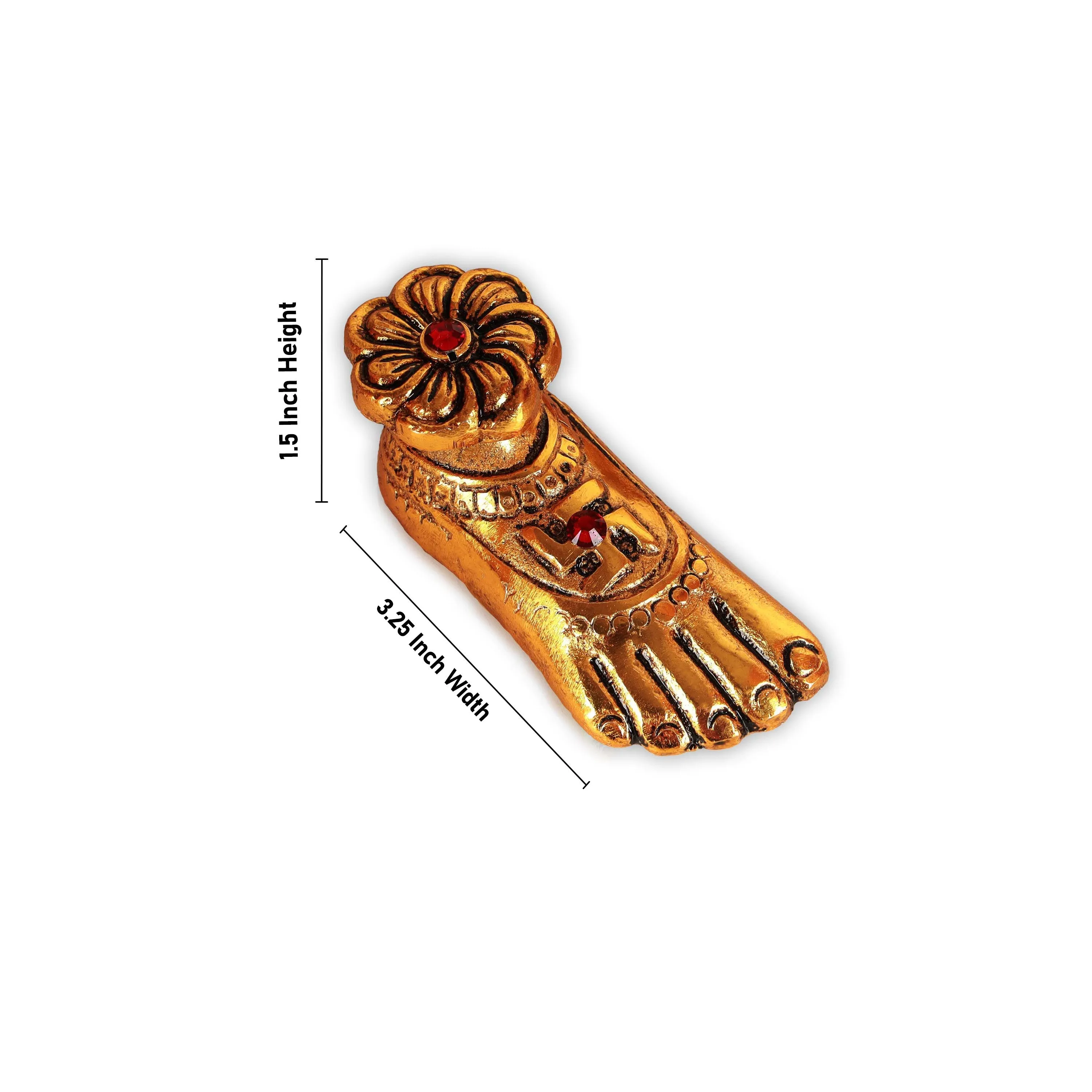 Laxmi Charan Paduka Set - 1.5 x 3.25 Inches | Aluminium Lakshmi Charan Paduka for Pooja/ 210 Gms Approx