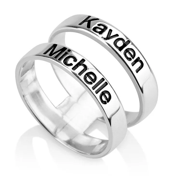 Layered Engraved Name Rings,Mother&#39;s Day Gift,Couples Rings,Birthday gift,Anniversay gift,Valentine gift,HIS & HERS,Couples,Mother Jewelry