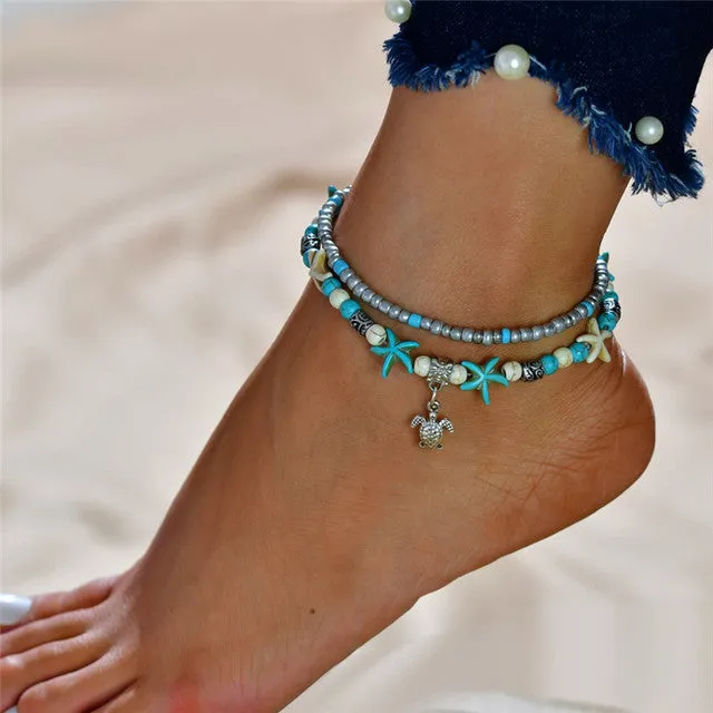 Leg Chain Round Hollow Flower Anklet Vintage Foot Jewelry