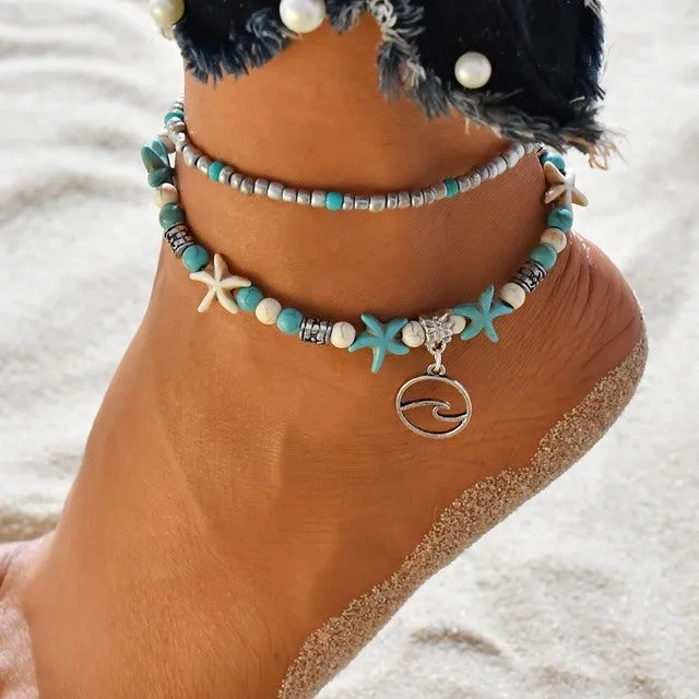 Leg Chain Round Hollow Flower Anklet Vintage Foot Jewelry