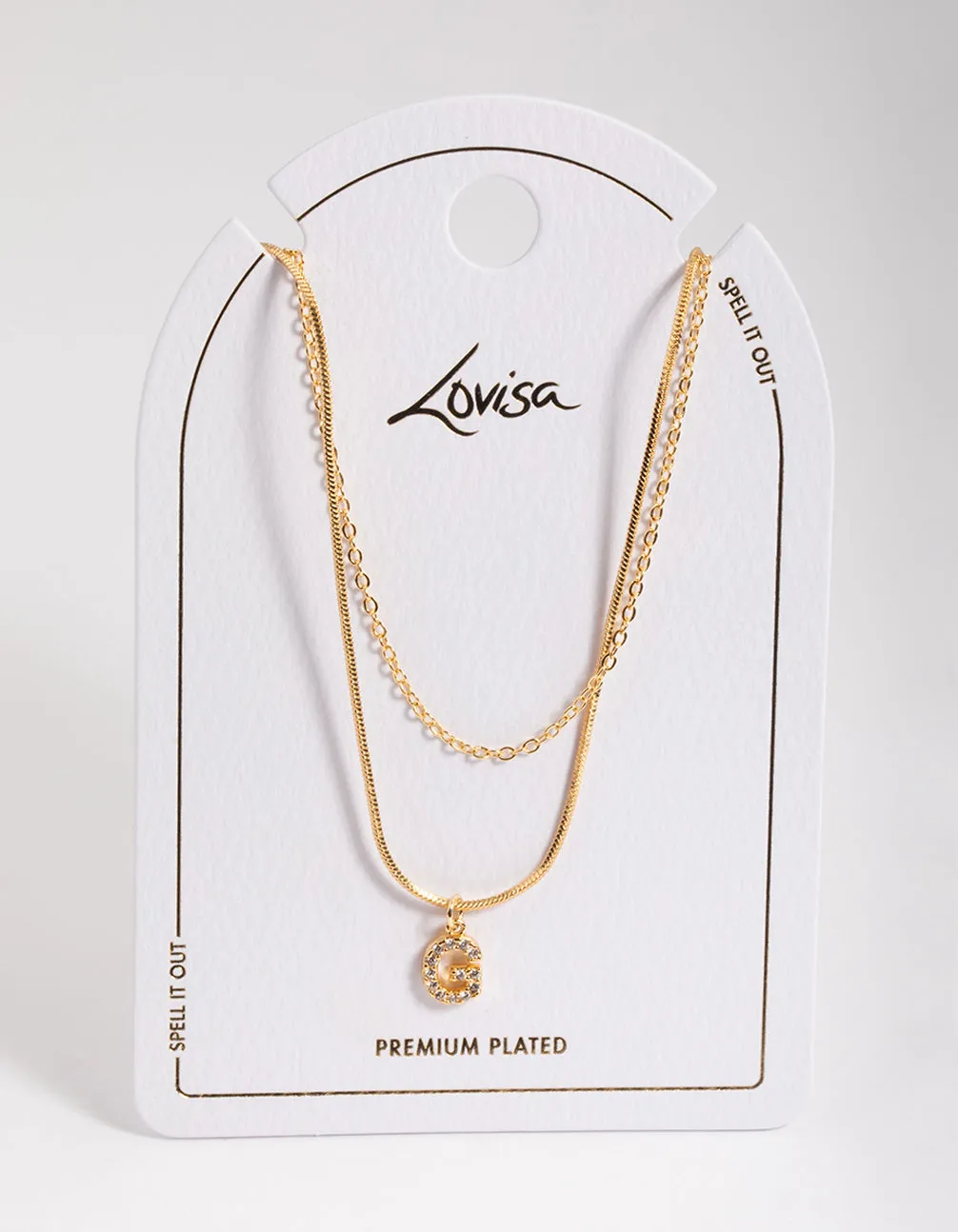 Letter G Gold Plated Layered Diamante Initial Necklace