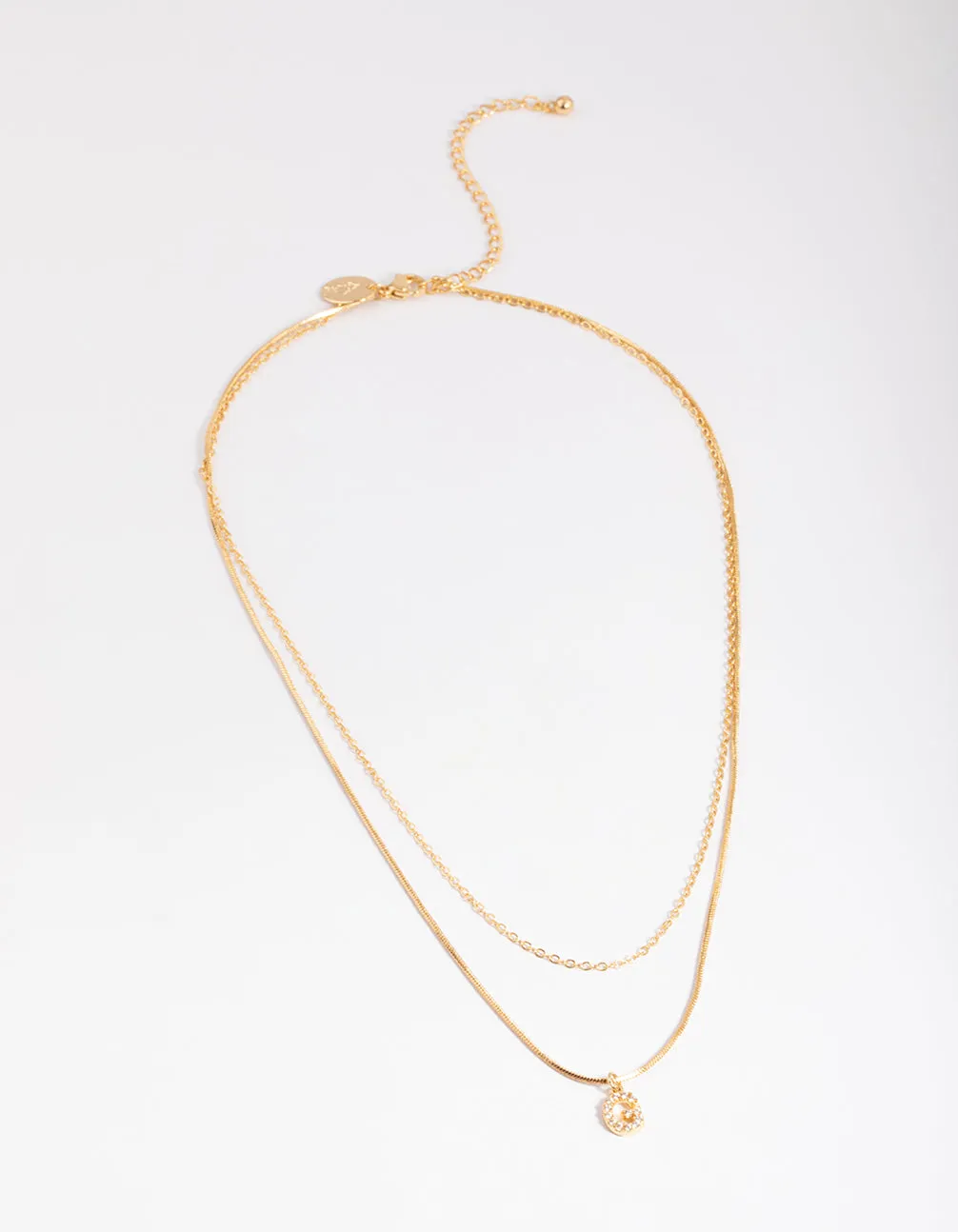 Letter G Gold Plated Layered Diamante Initial Necklace