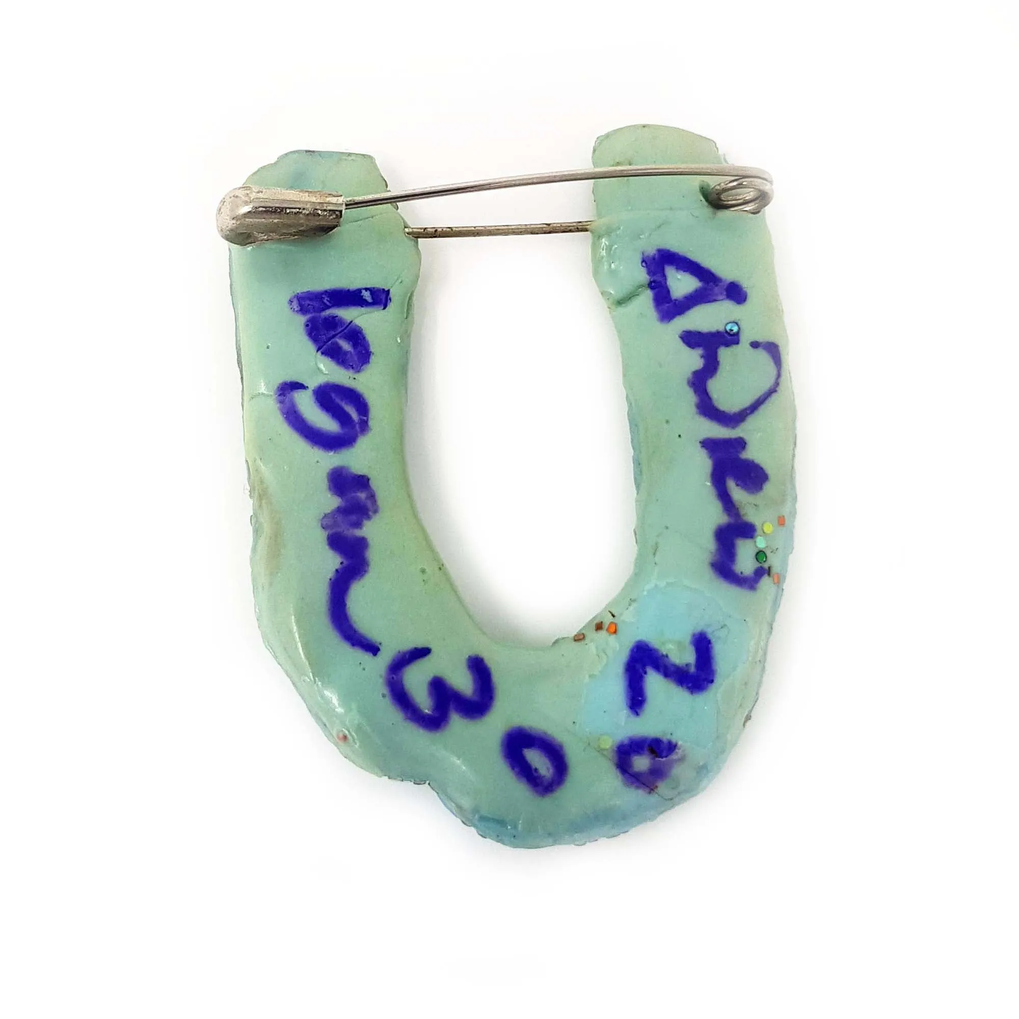 LETTER U - TURQUOISE BROOCH