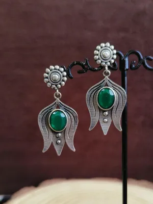 Lotus Oxidised Dangler Earrings | Sarichka