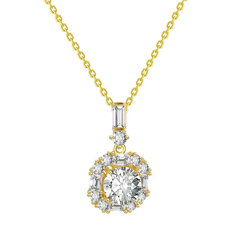 LOVCIA Geometric Round Zircon Minimalistic Clavicle Chain 925 Sterling Silver Necklace for Women