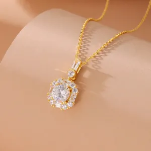 LOVCIA Geometric Round Zircon Minimalistic Clavicle Chain 925 Sterling Silver Necklace for Women