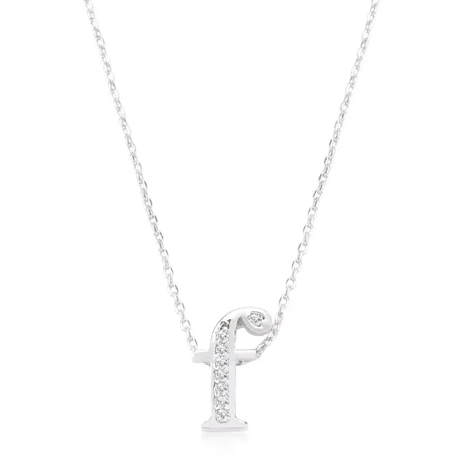 LOVCIA Glittering Cubic Zirconia F Letter Initial Necklace