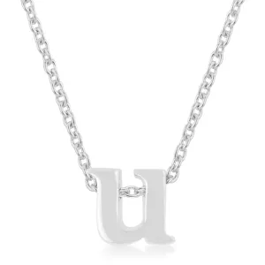LOVCIA Initial U Necklace in Rhodium Plated Brass