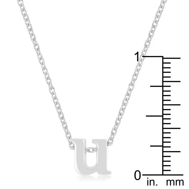 LOVCIA Initial U Necklace in Rhodium Plated Brass
