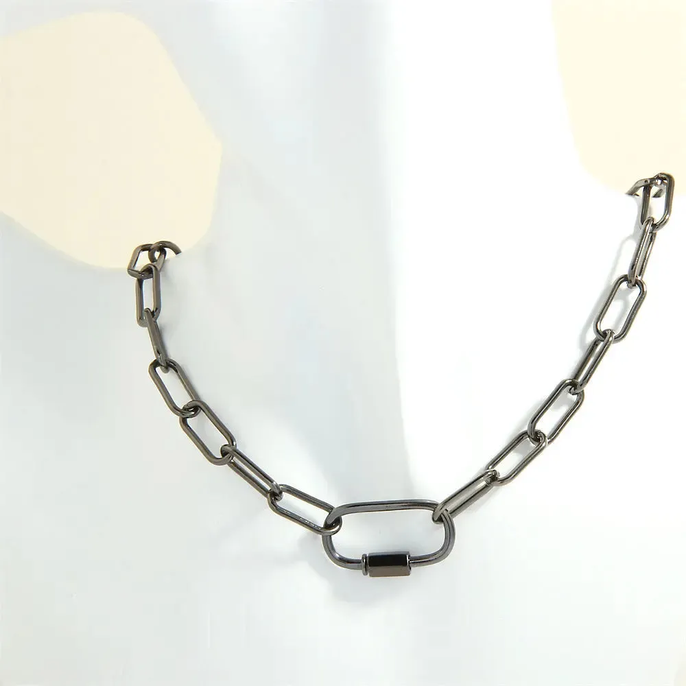 LOVCIA Retro Screw Buckle Oval Pendant Necklace for Women