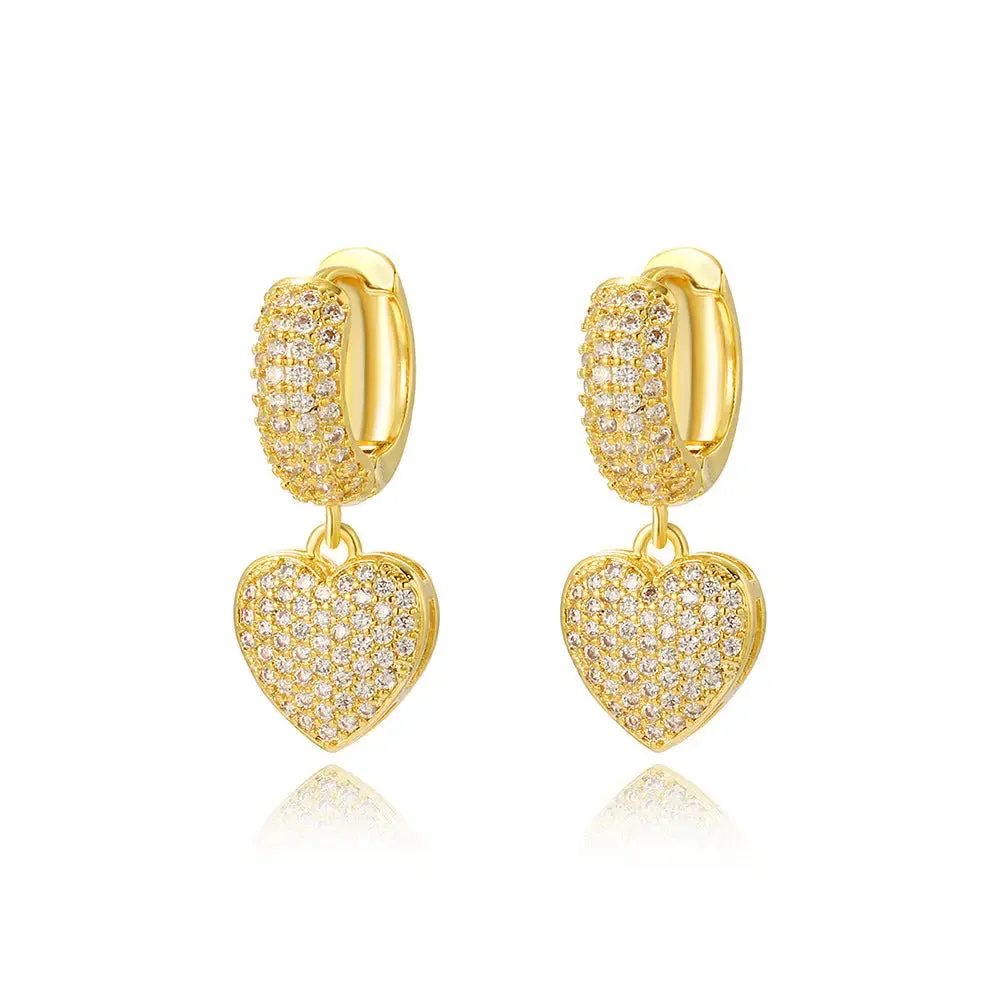 LOVCIA Stylish Heart-Shaped 18K Gold-Plated Earrings for Women