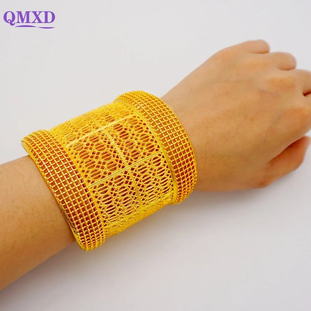 Luxury Female Big Gold Color Bangles: Elegant Bracelets for Weddings and Special Occasions