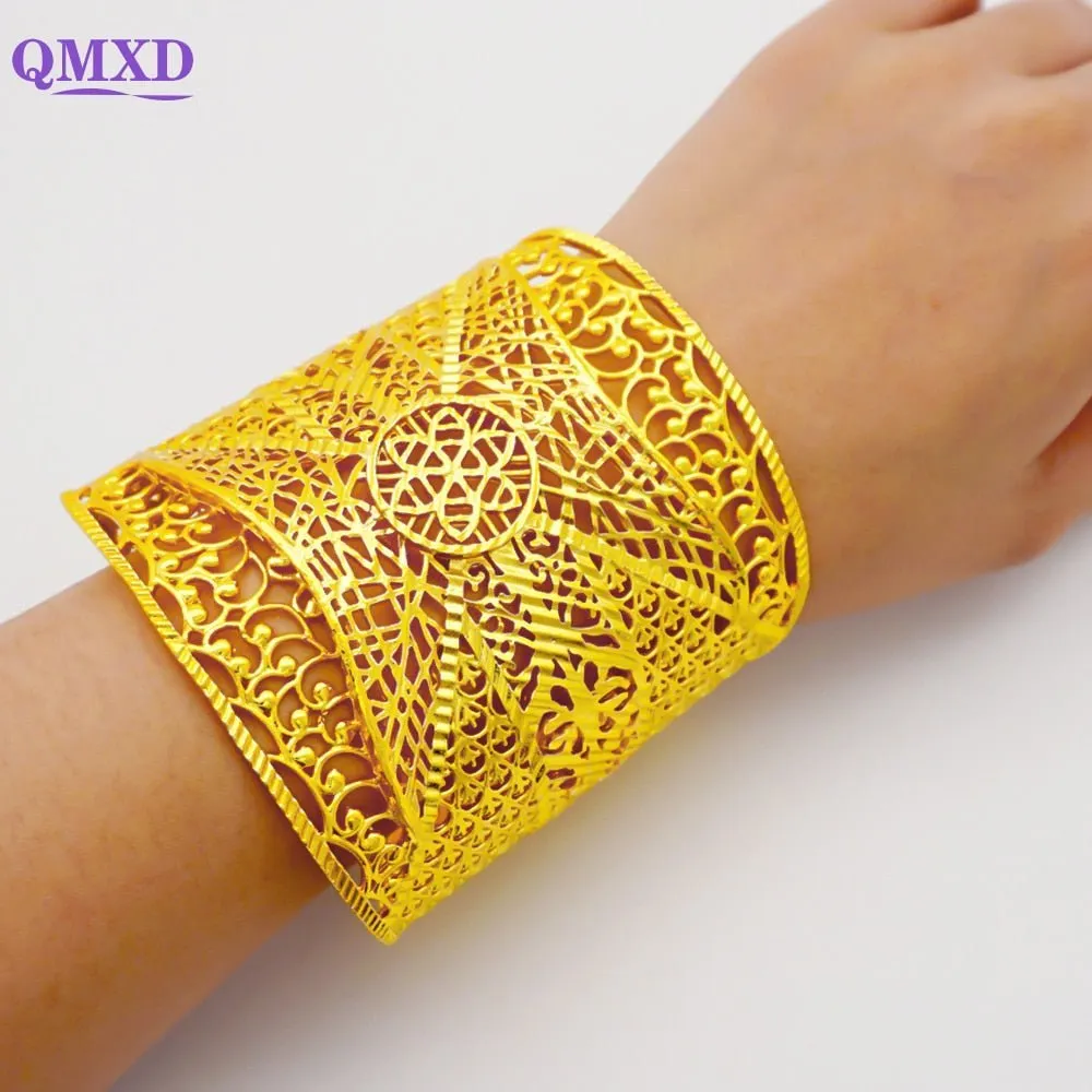 Luxury Female Big Gold Color Bangles: Elegant Bracelets for Weddings and Special Occasions