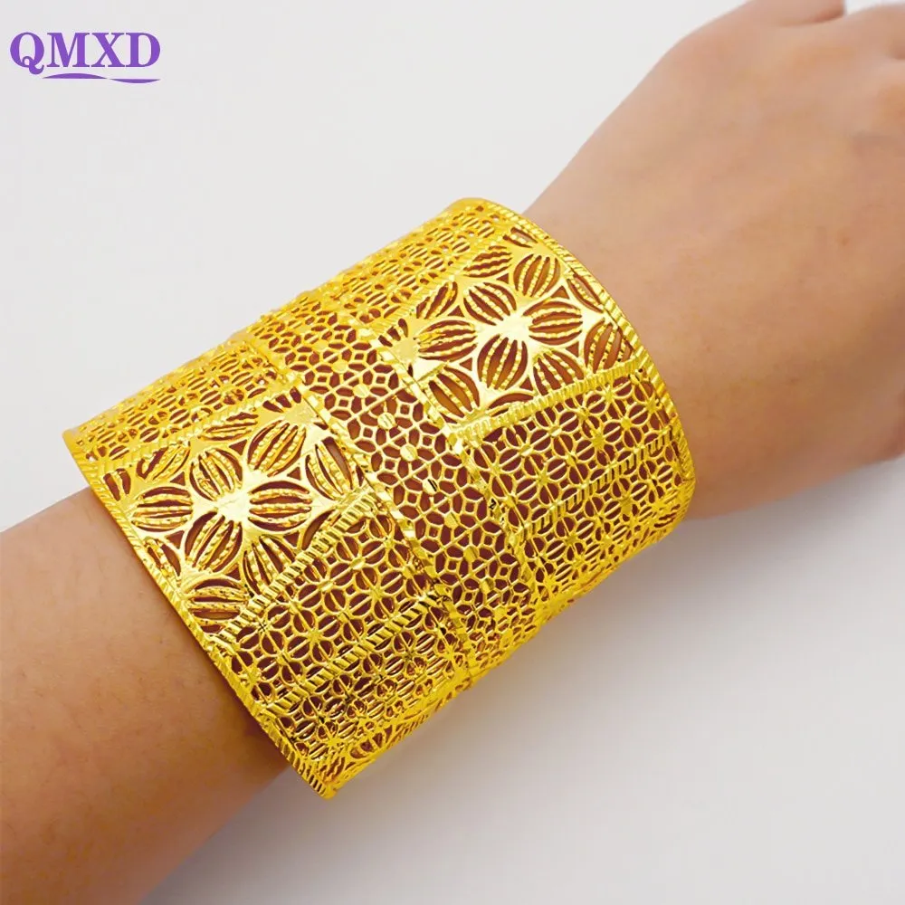 Luxury Female Big Gold Color Bangles: Elegant Bracelets for Weddings and Special Occasions