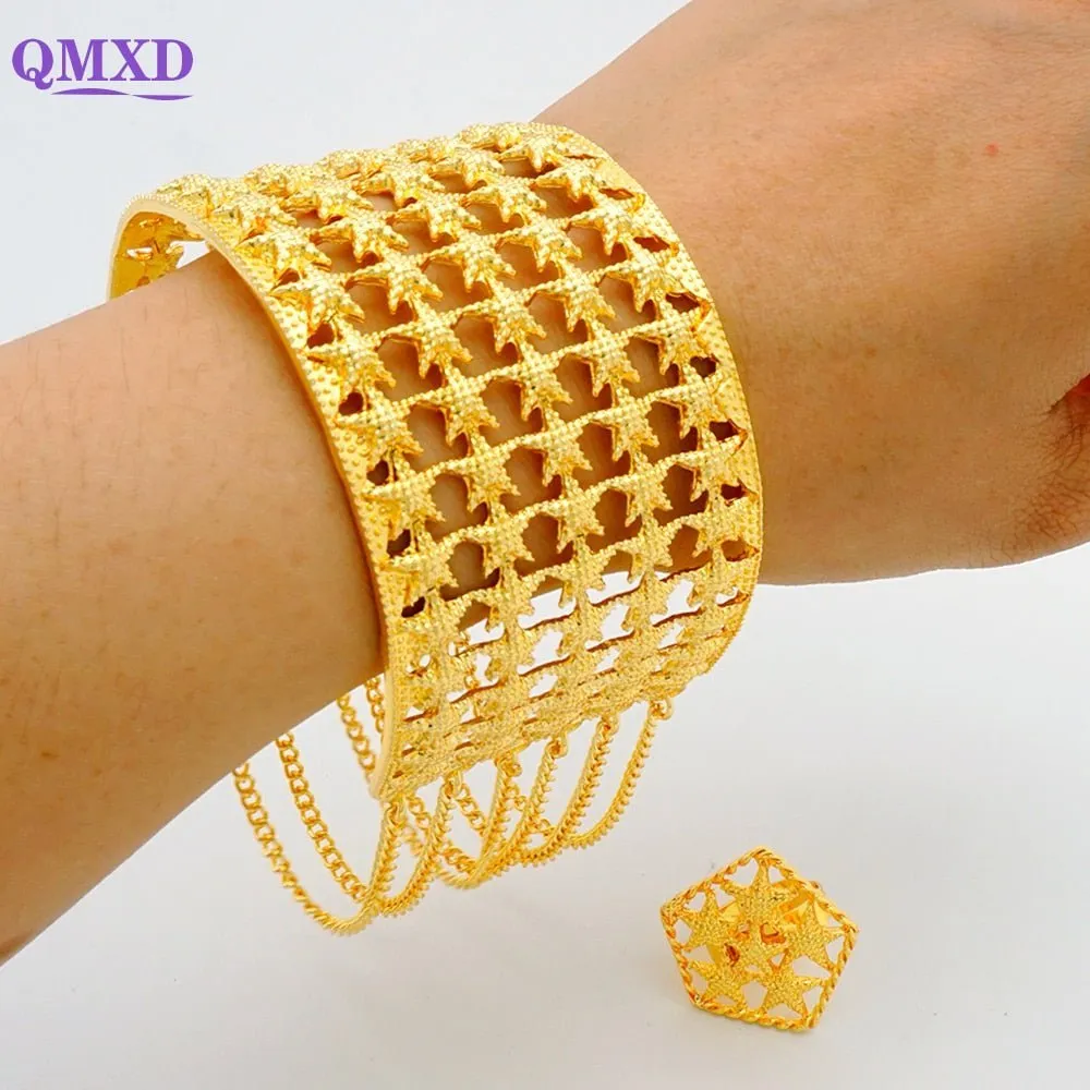 Luxury Female Big Gold Color Bangles: Elegant Bracelets for Weddings and Special Occasions