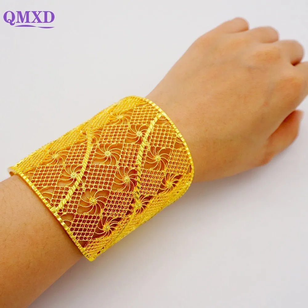 Luxury Female Big Gold Color Bangles: Elegant Bracelets for Weddings and Special Occasions