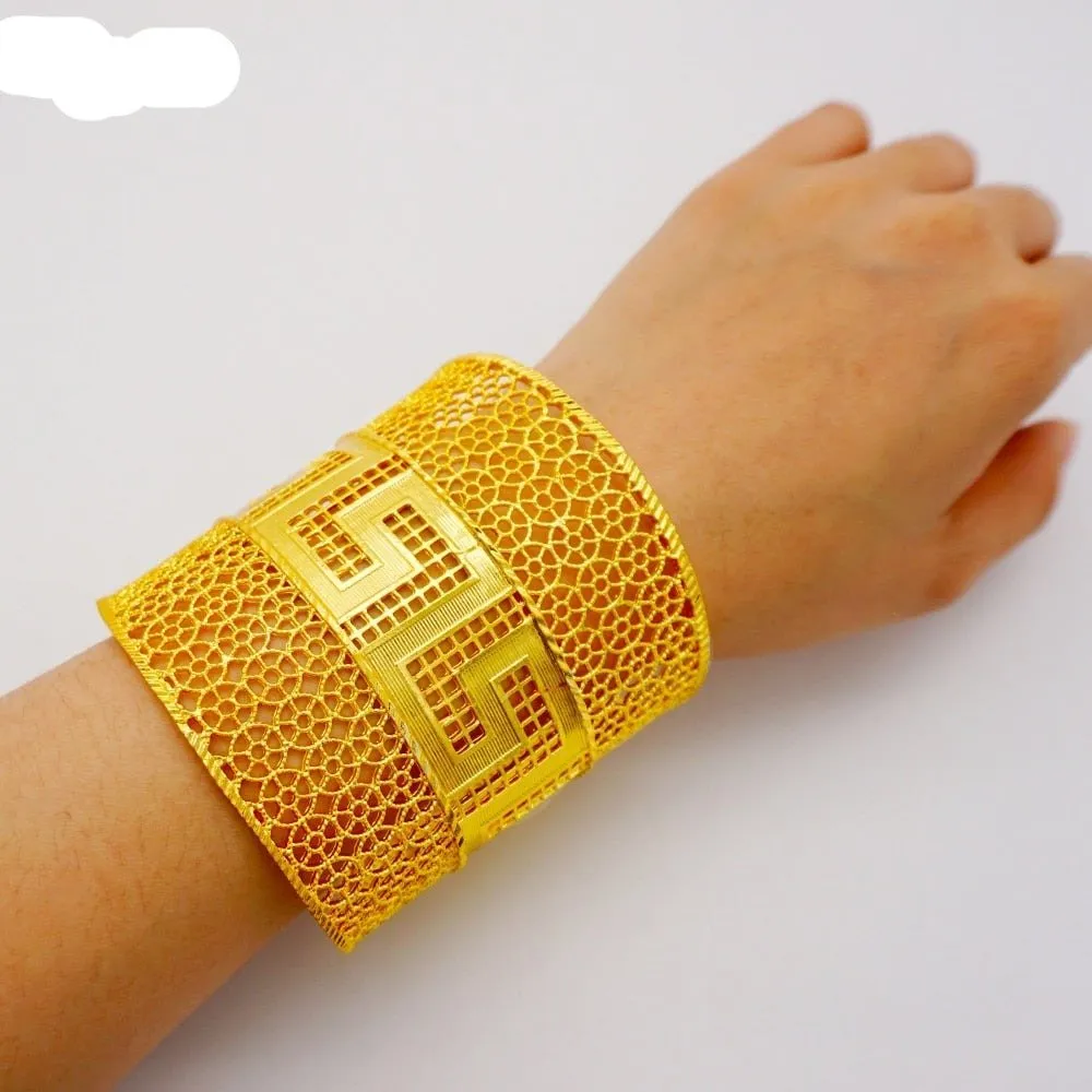 Luxury Female Big Gold Color Bangles: Elegant Bracelets for Weddings and Special Occasions