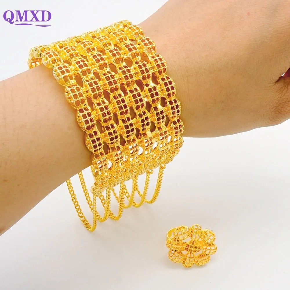 Luxury Female Big Gold Color Bangles: Elegant Bracelets for Weddings and Special Occasions
