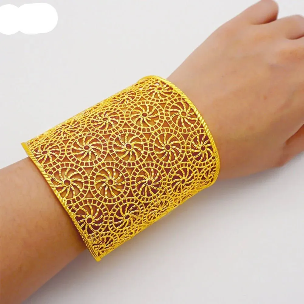 Luxury Female Big Gold Color Bangles: Elegant Bracelets for Weddings and Special Occasions