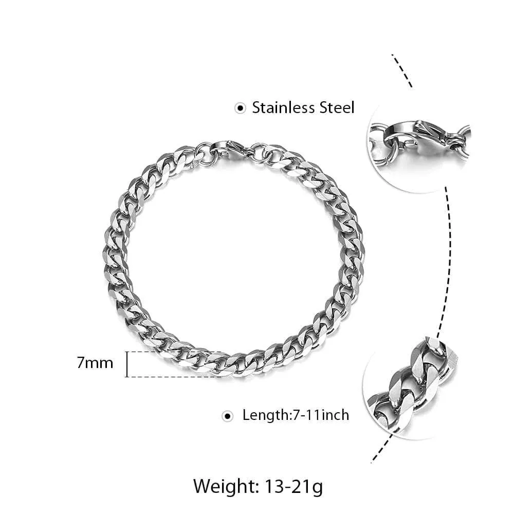 Men's Stainless Steel Curb Cuban Link Bracelet