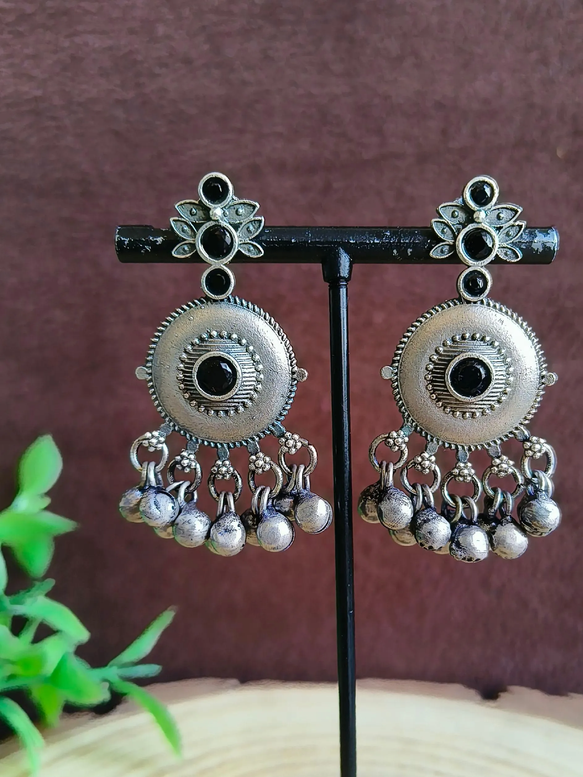 Midnight Bloom Oxidized Earrings | Sarichka