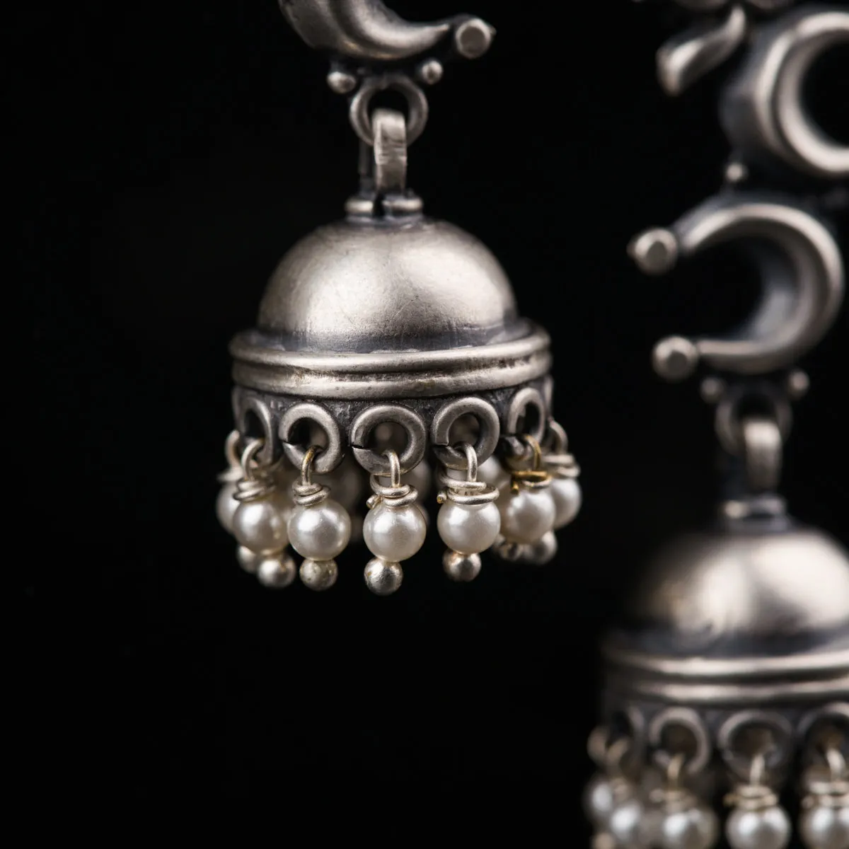 Mini Chaand Phool Jhumki - Small sized silver jhumka