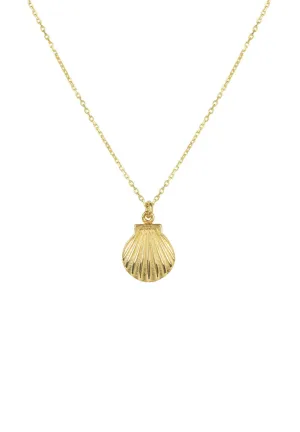 Mini Scallop Shell Necklace Dipped in Gold
