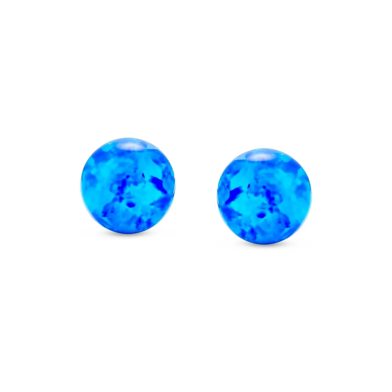 Minimalist Drop Ball Earrings with Opalescent Opal Beads - October Birthstone 6MM