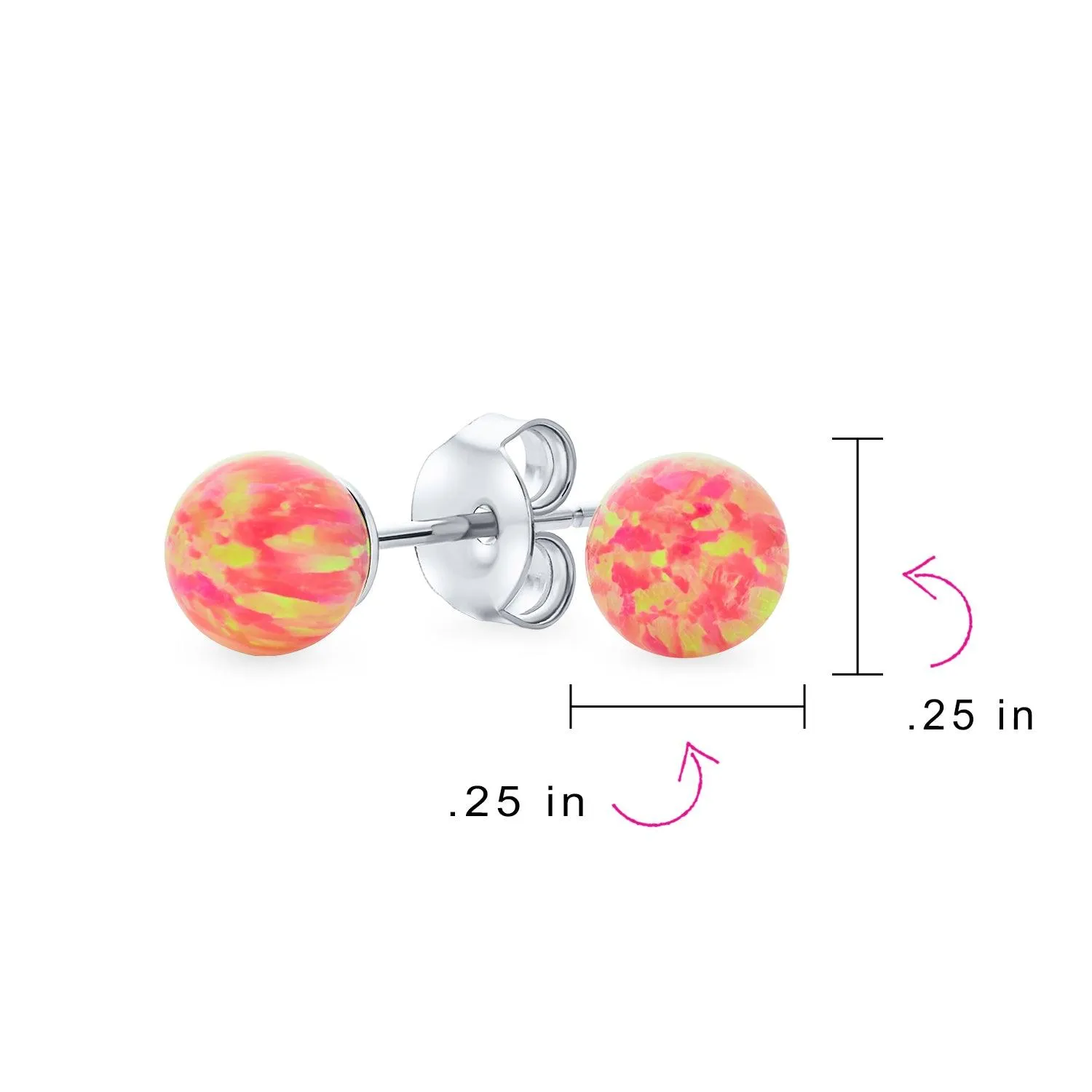 Minimalist Drop Ball Earrings with Opalescent Opal Beads - October Birthstone 6MM